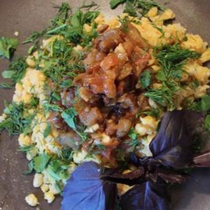 Рецепт Гороховой каши с баклажанами