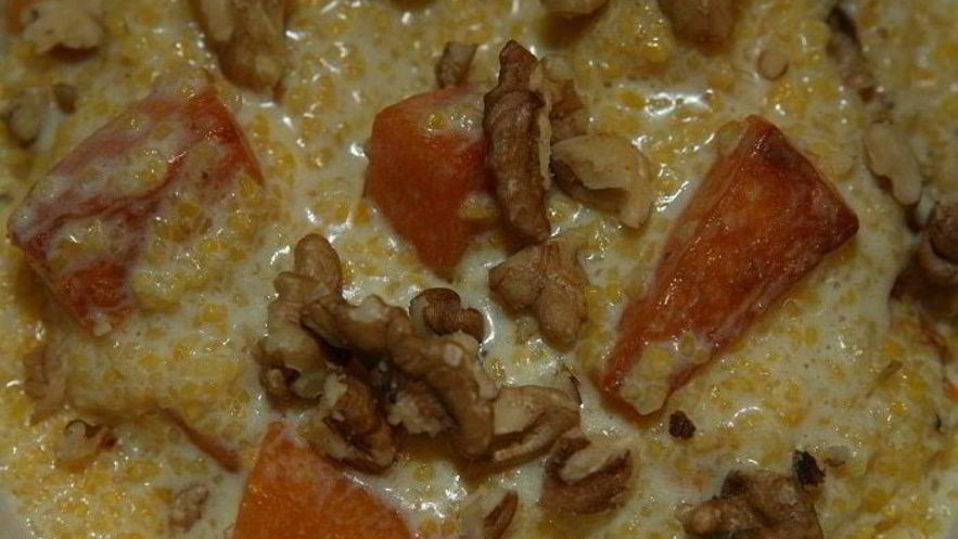 Рецепт кукурузной каши с тыквой и грецкими орехами