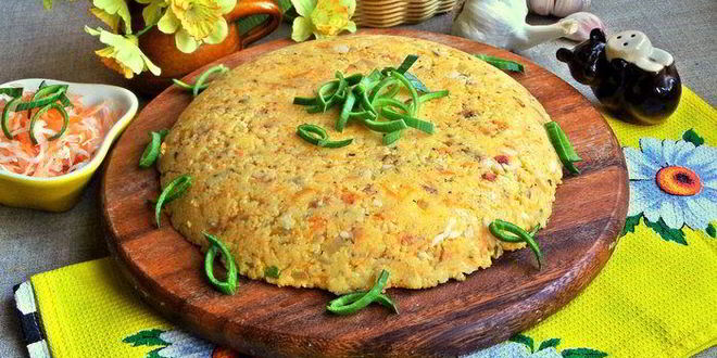 Рецепт поленты с беконом и овощами