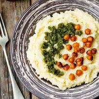 Рецепт Поленты с сыром, песто и нутом