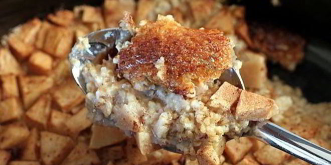 Рецепт ночной овсяной каши с яблоками и орехами в мультиварке