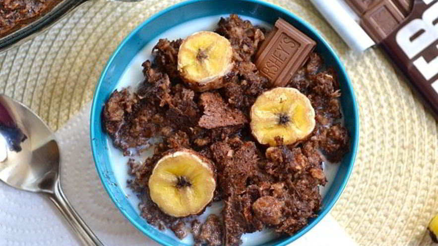 Рецепт шоколадной овсянки с бананом