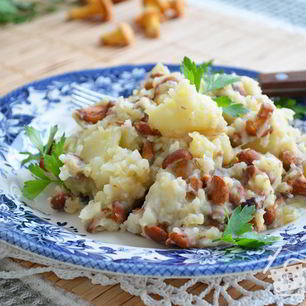 Рецепт Сетуской картофельно-ячменная каша с лисичками