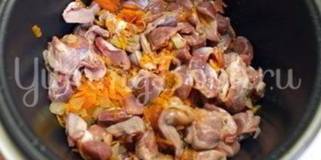 Рецепт перловой каши с куриными желудочками в мультиварке
