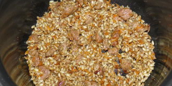 Рецепт перловой каши с мясом в мультиварке