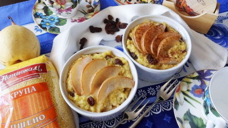 Рецепт каши пшенной с грушами и изюмом