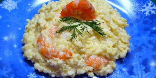 Рецепт каши пшенной с креветками