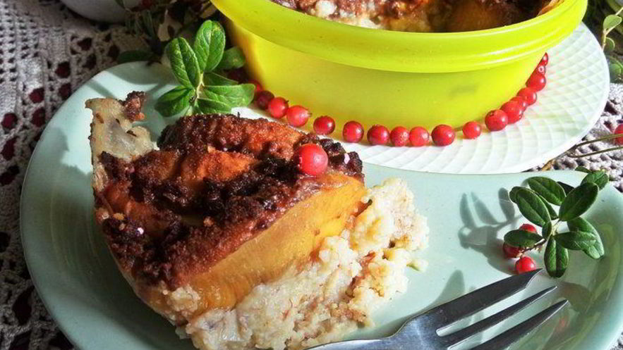 Рецепт каши пшенной, запеченной под персиком