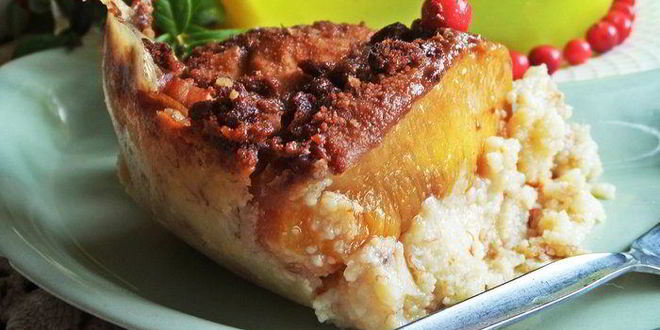 Рецепт каши пшенной, запеченной под персиком