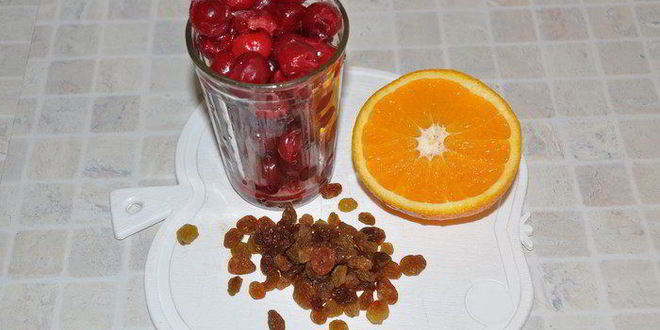 Рецепт вишневого чая с изюмом и апельсином