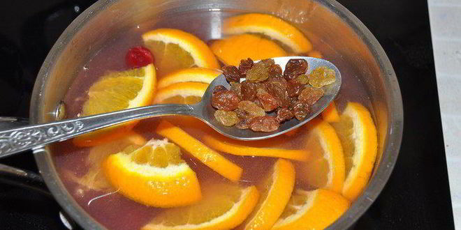 Рецепт вишневого чая с изюмом и апельсином