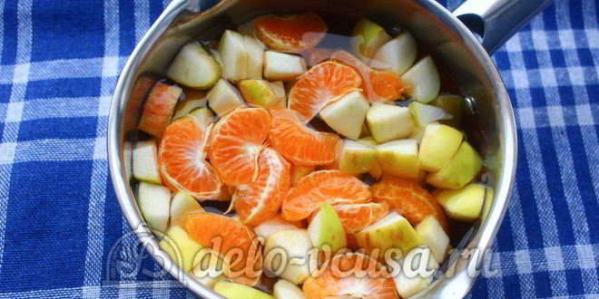 Рецепт киселя из мандаринов и яблок