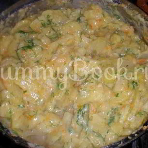 Рецепт Картофеля в майонезе с ананасами и салатик Свекла с сыром