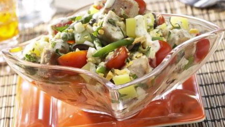 Рецепт картофельно-фасолевого салат с тунцом