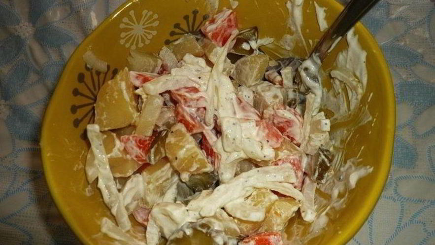 Рецепт салата картофельного с огурцами