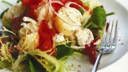 Рецепт Теплого картофельного салата с бастурмой