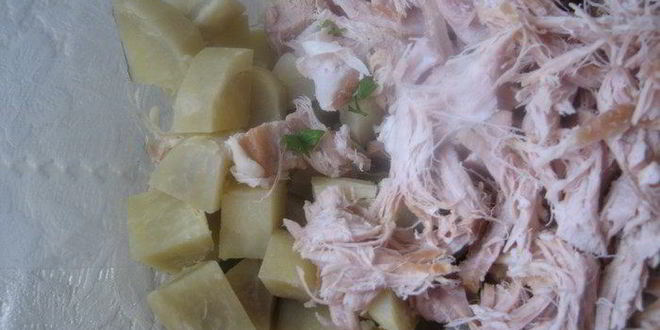 Рецепт теплого картофельного салата с телятиной