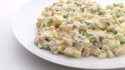 Рецепт Оливье с беконом