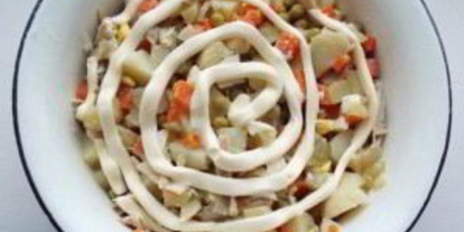 Рецепт оливье с курицей