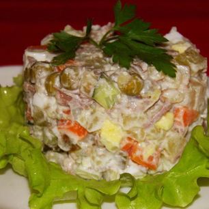 Рецепт Оливье с мясом
