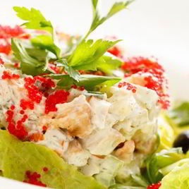 Рецепт Оливье с семгой