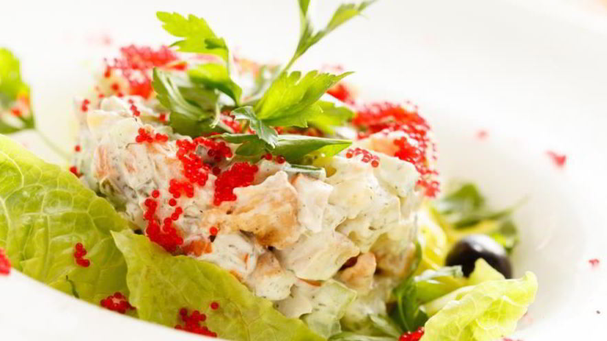 Рецепт оливье с семгой