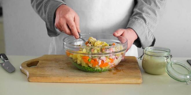 Рецепт постного салата оливье