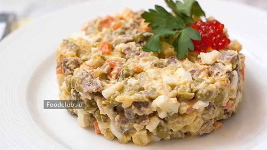 Рецепт салата оливье с говядиной