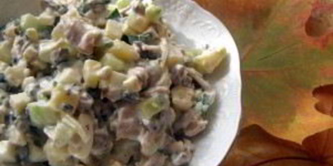 Рецепт салата оливье с грибами