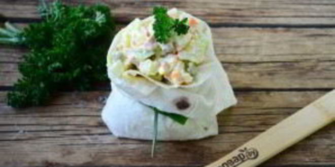 Рецепт салата оливье в лаваше