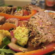 Рецепт Салата из руколы, говядины и красных апельсин