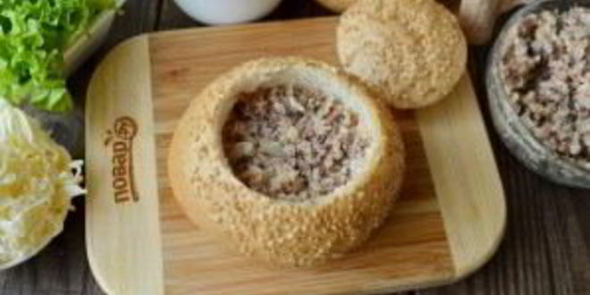 Рецепт булочек, фаршированных салатом мимоза