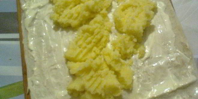 Рецепт мимозы в рулете из лаваша