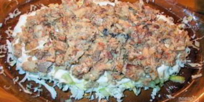 Рецепт салата мимоза с консервой и сливочным маслом