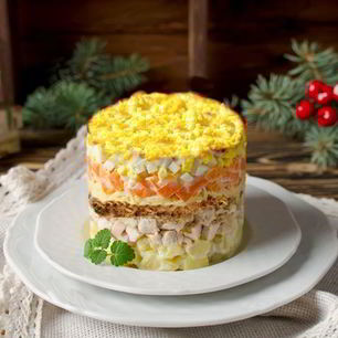 Рецепт Салата мимоза с курицей