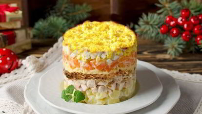 Рецепт Салата мимоза с курицей