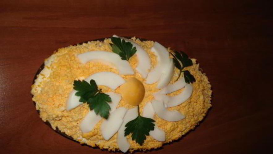 Рецепт салата мимоза с плавленным сыром