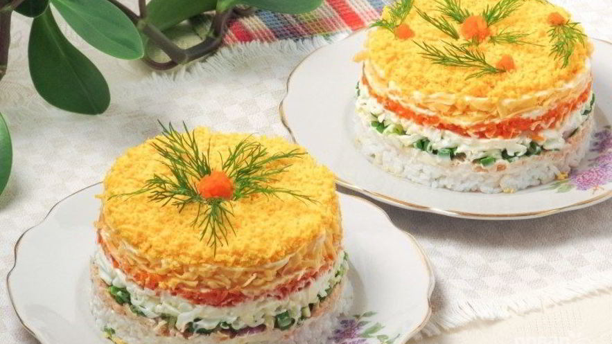 Рецепт салата мимоза с рисом