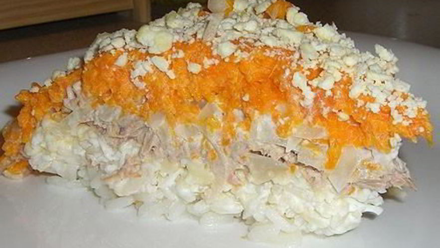 Рецепт салата мимоза с сайрой и рисом