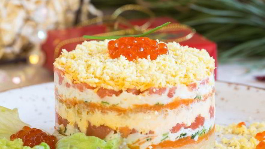 Рецепт салата мимоза с семгой