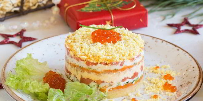 Рецепт салата мимоза с семгой