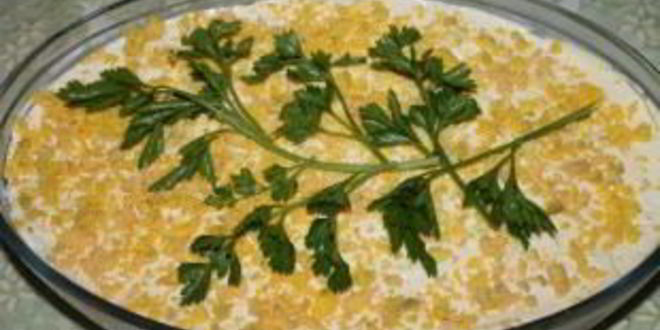 Рецепт салата мимоза с сыром и яблоком