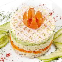 Рецепт Салата мимоза со свежим огурцом