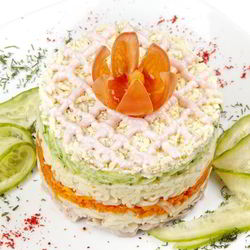 Рецепт Салата мимоза со свежим огурцом
