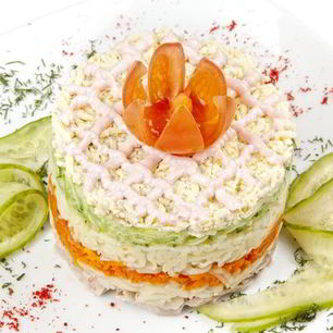 Рецепт Салата мимоза со свежим огурцом