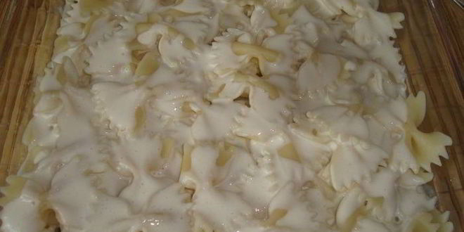 Рецепт грибов в сливочном соусе под шубой из фарфалле