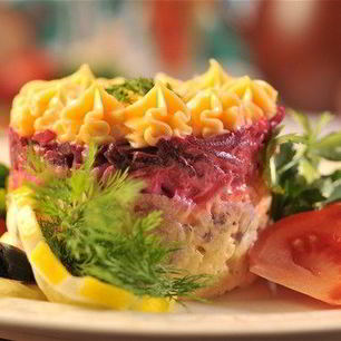 Рецепт Сельди под шубой с яблоком и лимонным соком