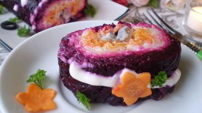 Рецепт Селедки под шубой рулетом