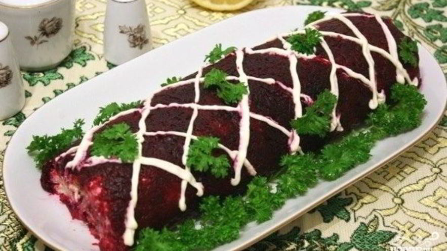 Рецепт селедки под шубой в виде рулета