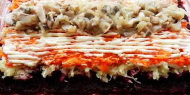 Рецепт селедки под шубой в виде рулета